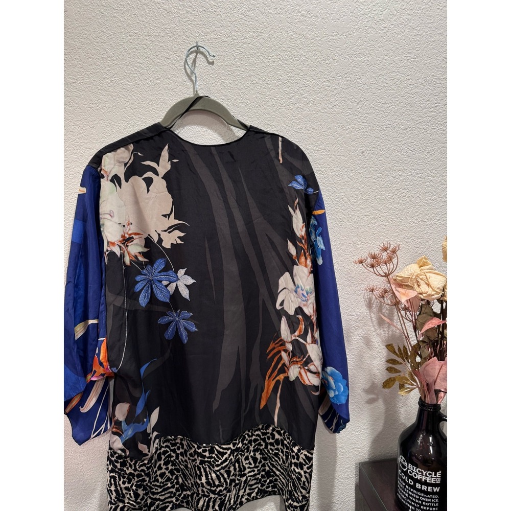 NWOT Zara Silk Kimono Robe Japanese Style Open Front Duster Women's Medium